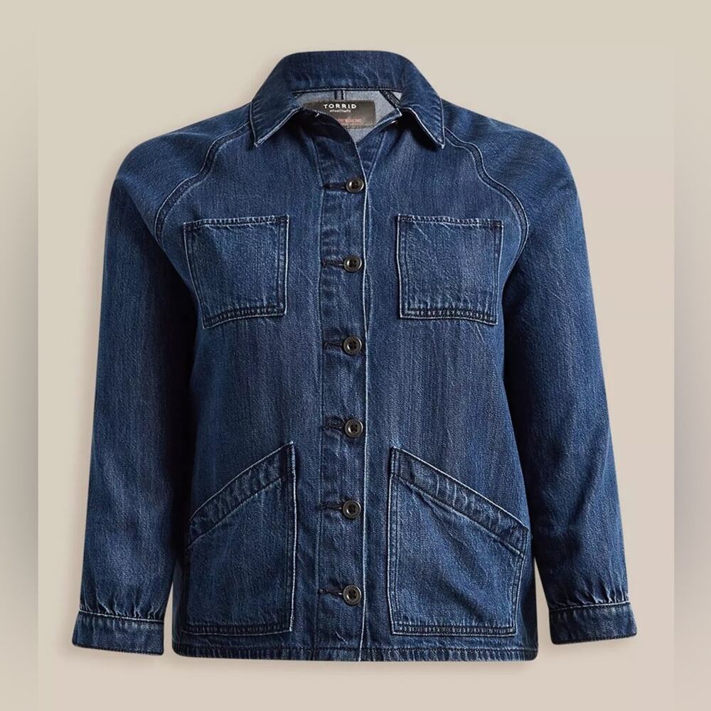 Torrid Tencel Chore Jacket 2X 19712966 Denim Jacket Jean Jacket - Picture 15 of 15